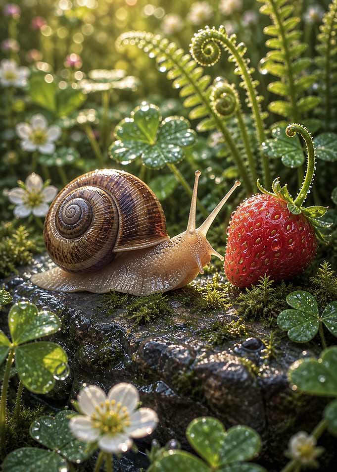 Rain Garden Snail Strawberry