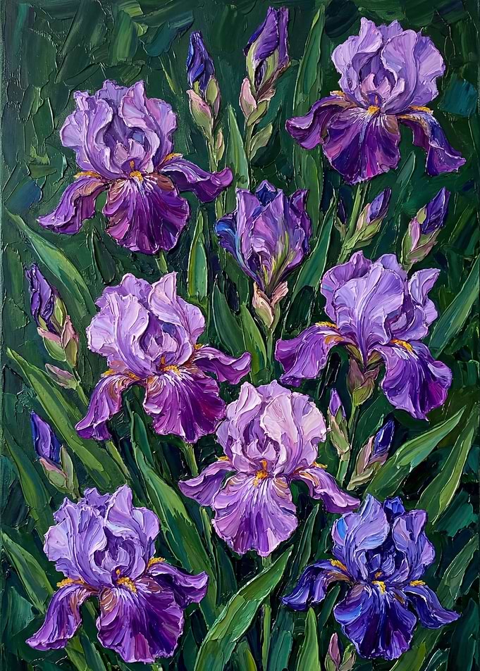 Purple Iris Impasto Garden