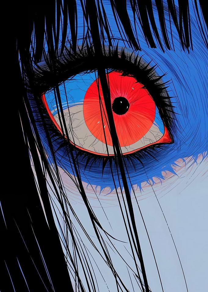 Intense Anime Style Red Eye Close-up