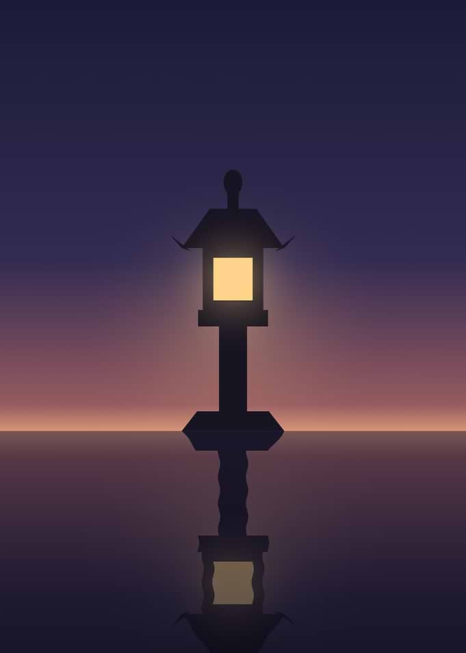 Stone Lantern - Minimalist Japanese Toro at Dusk
