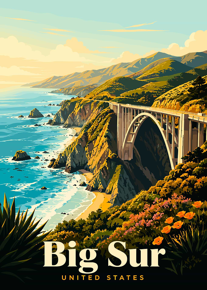 Big Sur California USA Travel Poster