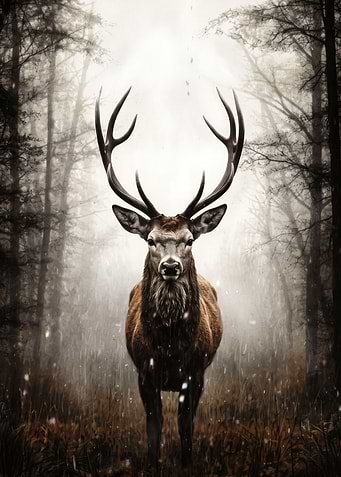Majestic Stag in Misty Forest