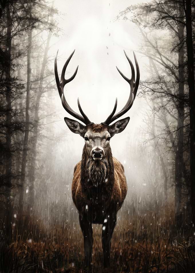 Majestic Stag in Misty Forest