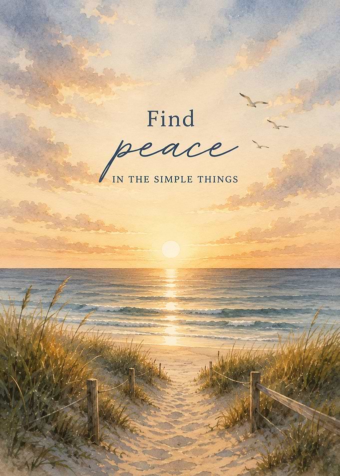 Find Peace Beach Sunset Poster