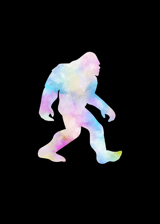 Watercolor Bigfoot Silhouette
