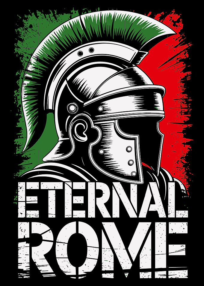 Eternal Rome Gladiator Helmet Vintage Italian Flag Wall Art Poster