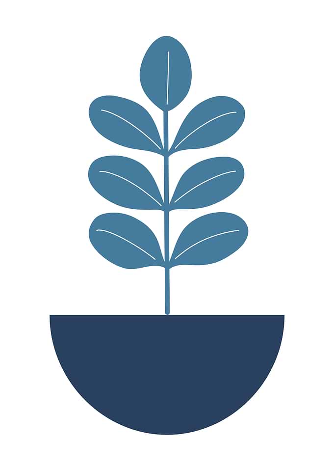 Minimalist Blue Potted Plant Illustration