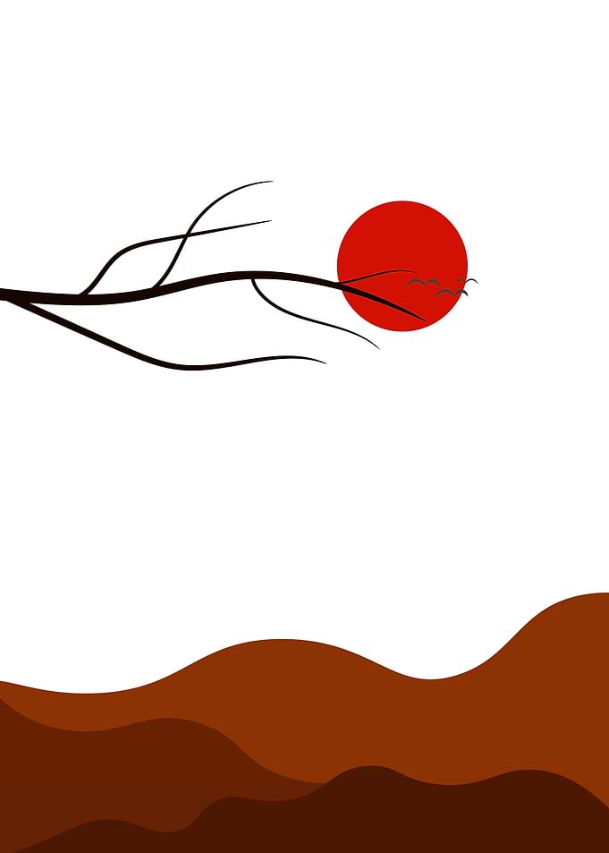 Minimalist Japanese Style Landscape Art