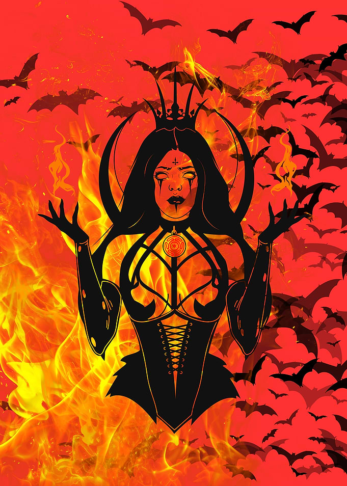 Gothic Queen of Fire and Bats