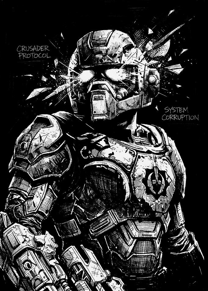 Crusader Protocol System Corruption Sci-Fi Art