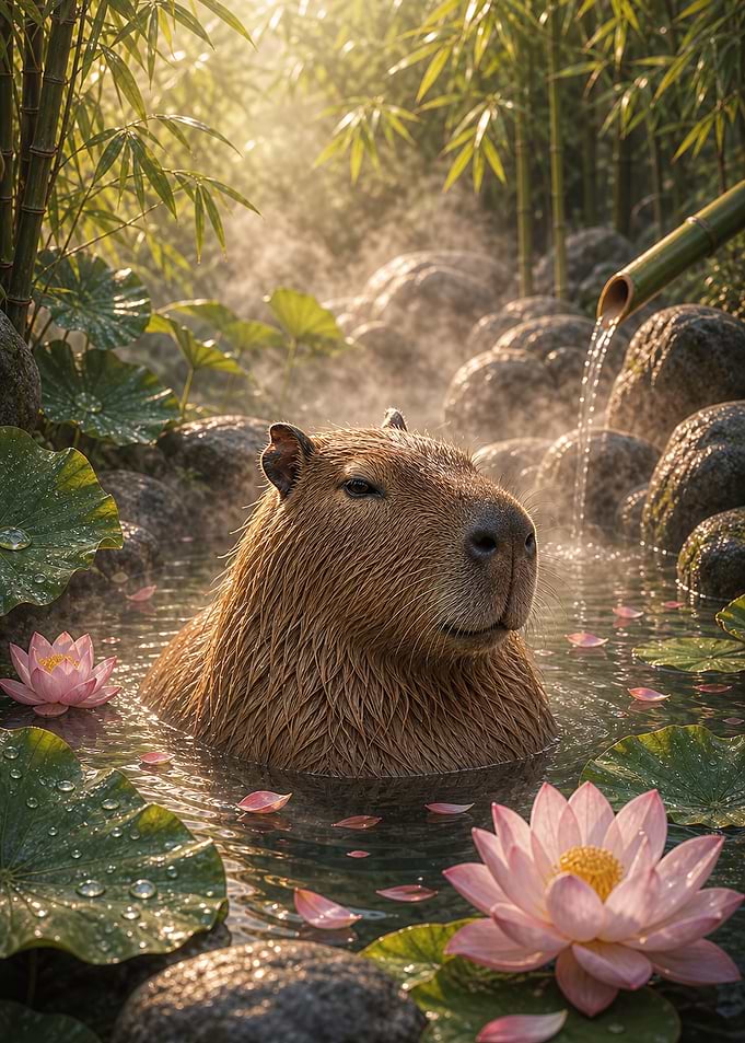 Capybara Lotus Hot Spring