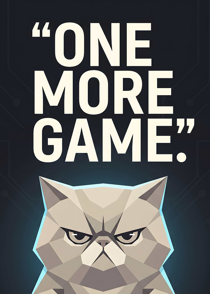 One More Game Grumpy Cat Poster