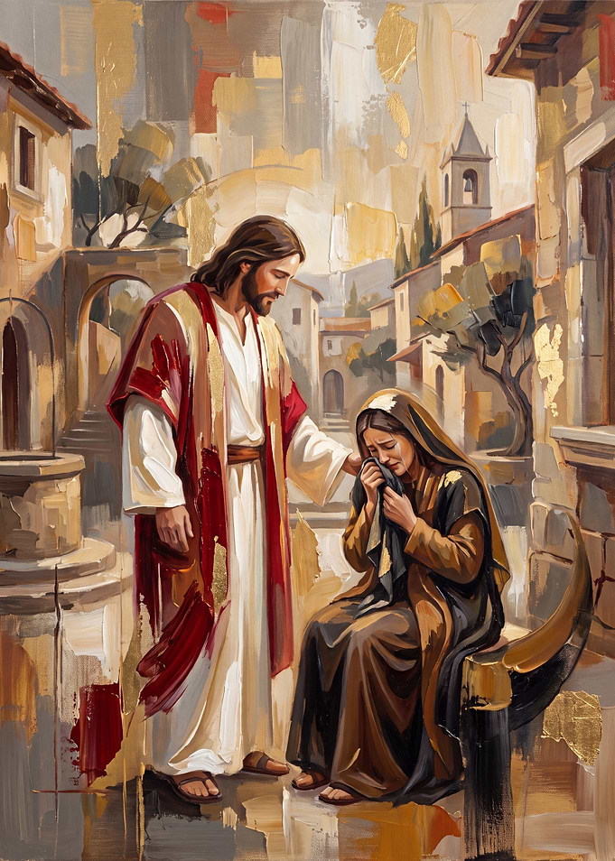 Jesus Comforting a Weeping Woman