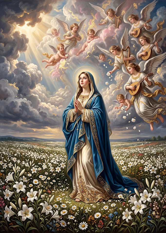 The Virgin Mary in Flower Field