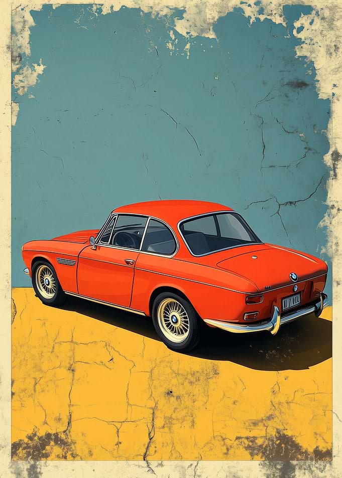 Vintage Red BMW Coupe Poster