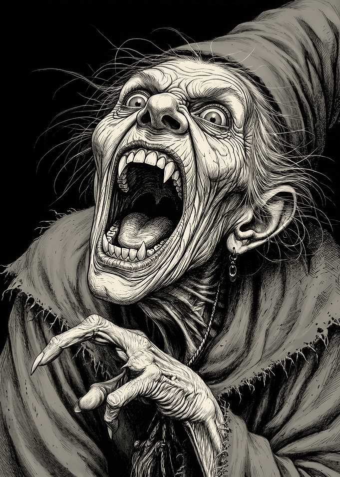 Screaming Witch Portrait
