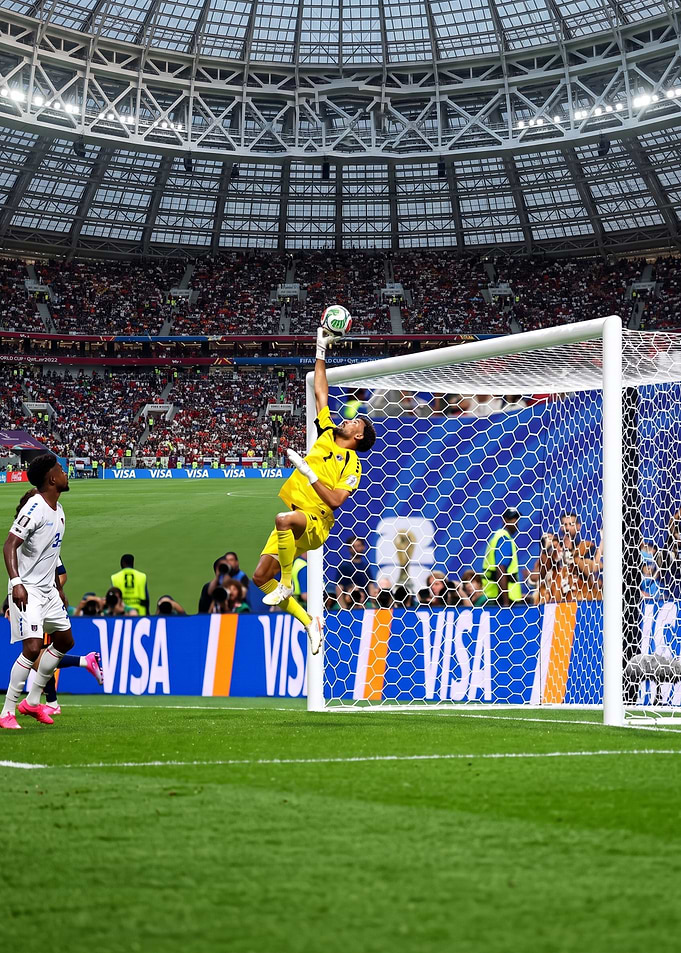 Goalkeeper making a spectacular save