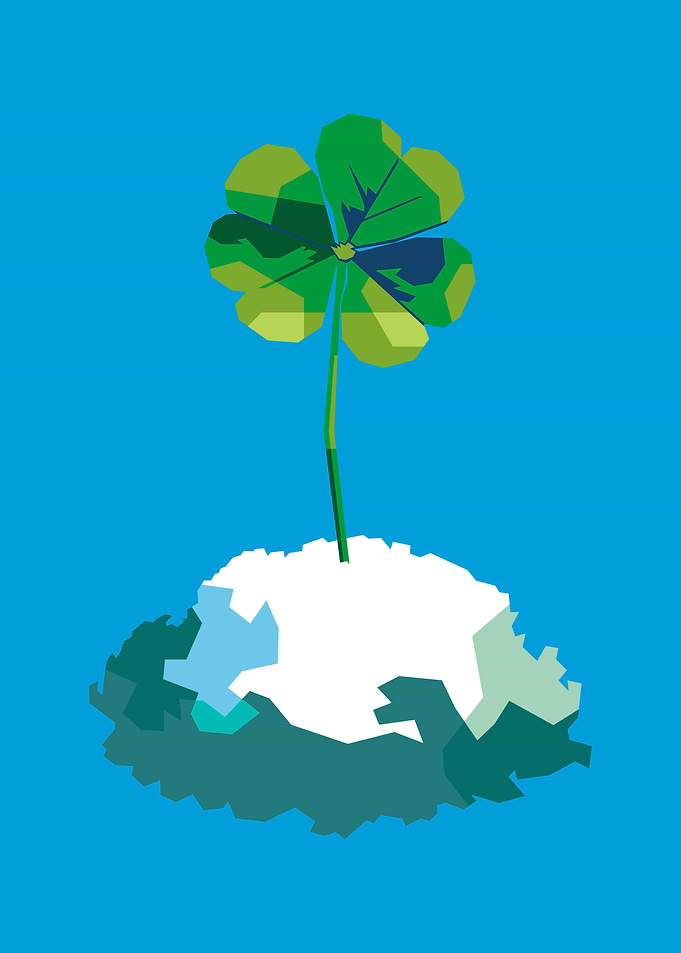 Geometric Four-Leaf Clover Illustration