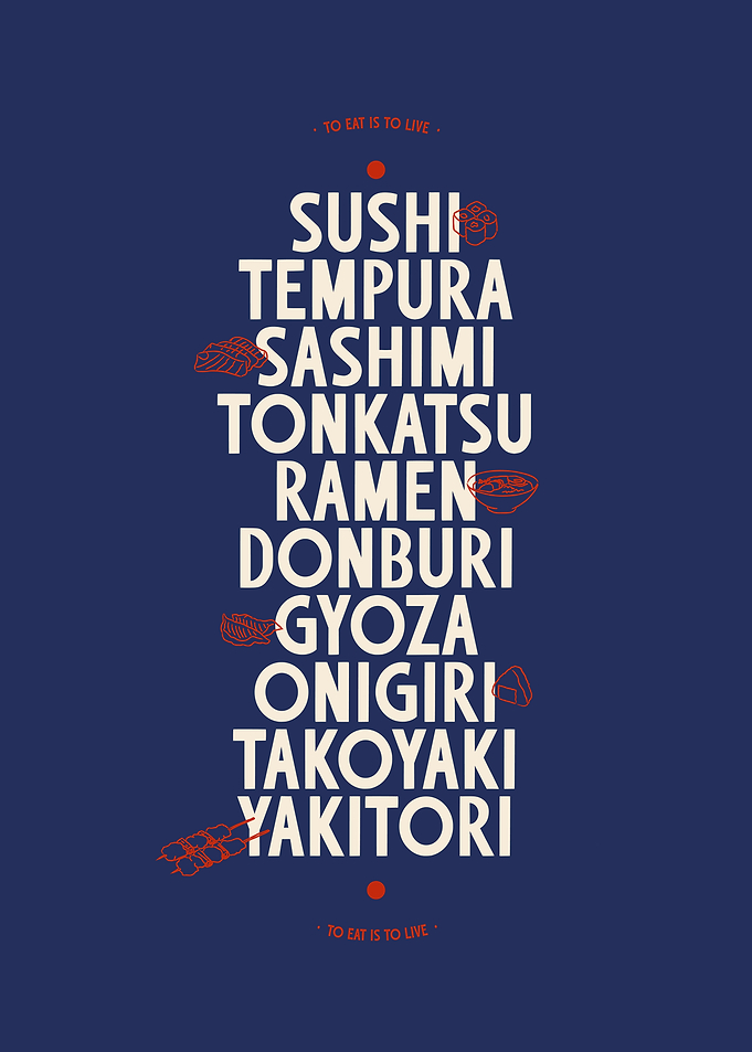 Japanese Traditional Food Typography Poster