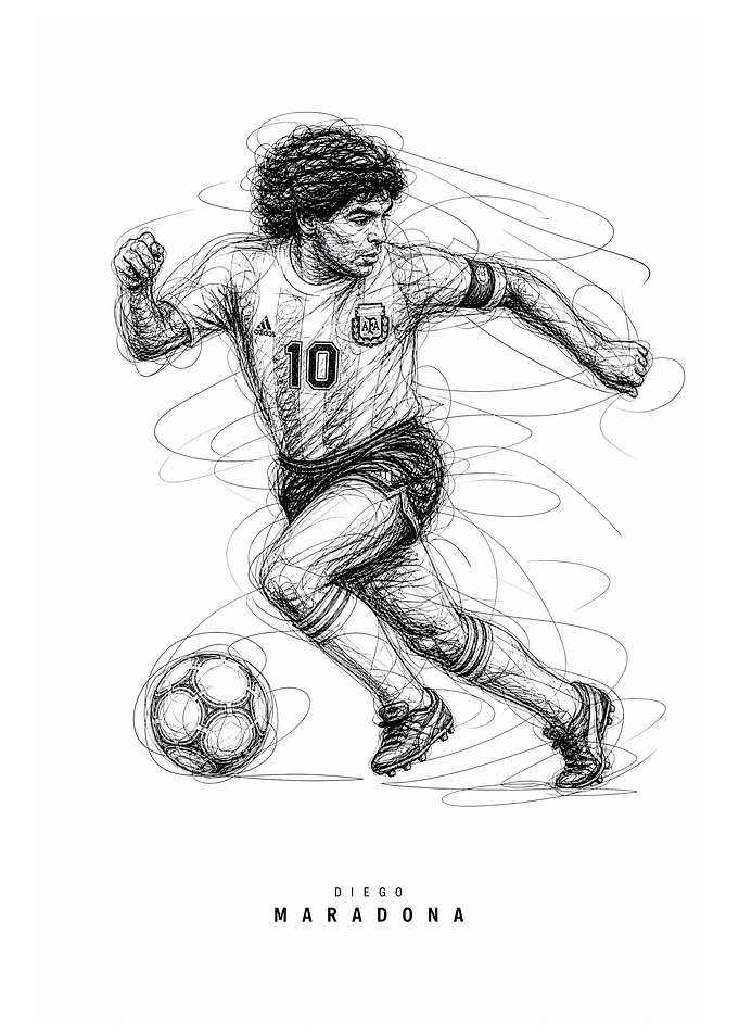 Diego Maradona Scribble Art Portrait