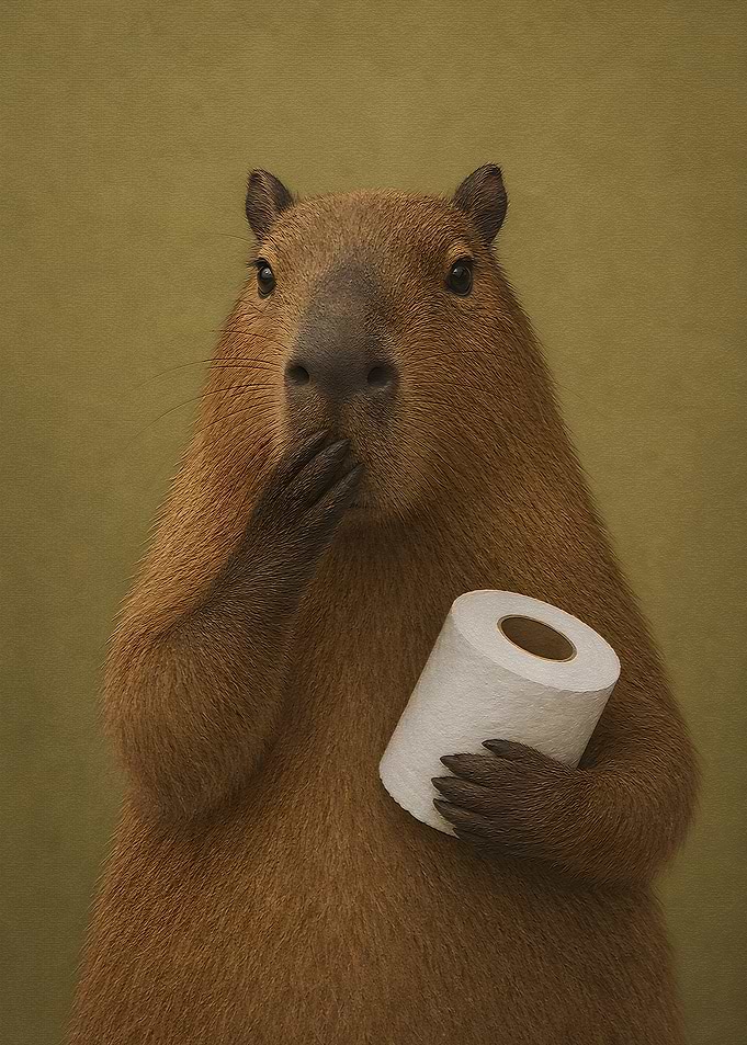 Capybara Holding Toilet Paper