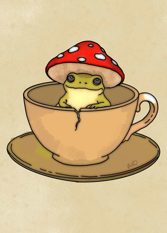Cute Frog in a Teacup
