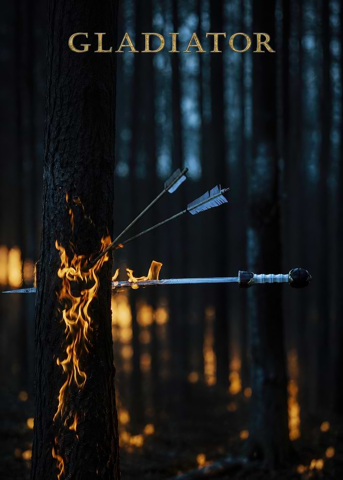 Gladiator Movie Poster with Burning Tree