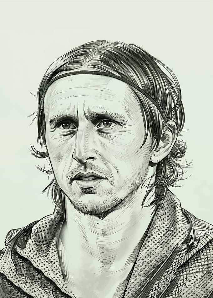 Luka Modric Portrait Sketch