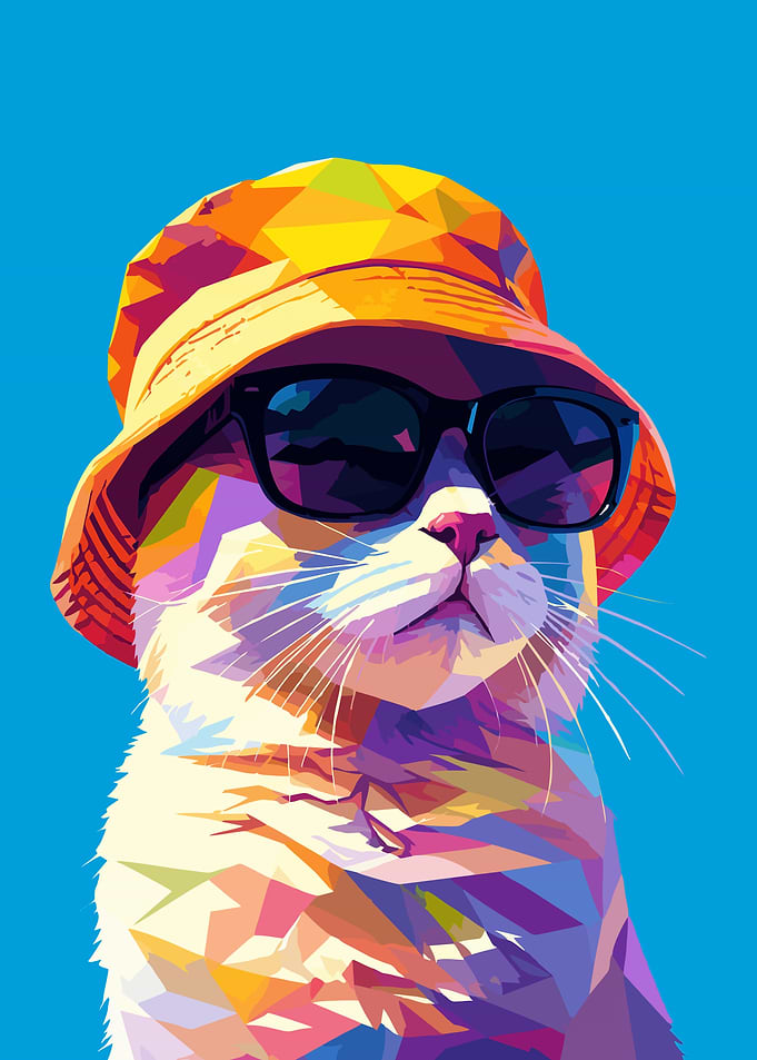 Colorful Geometric Pop Art Cat