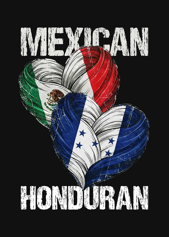 Mexican and Honduran Heart Flag Design