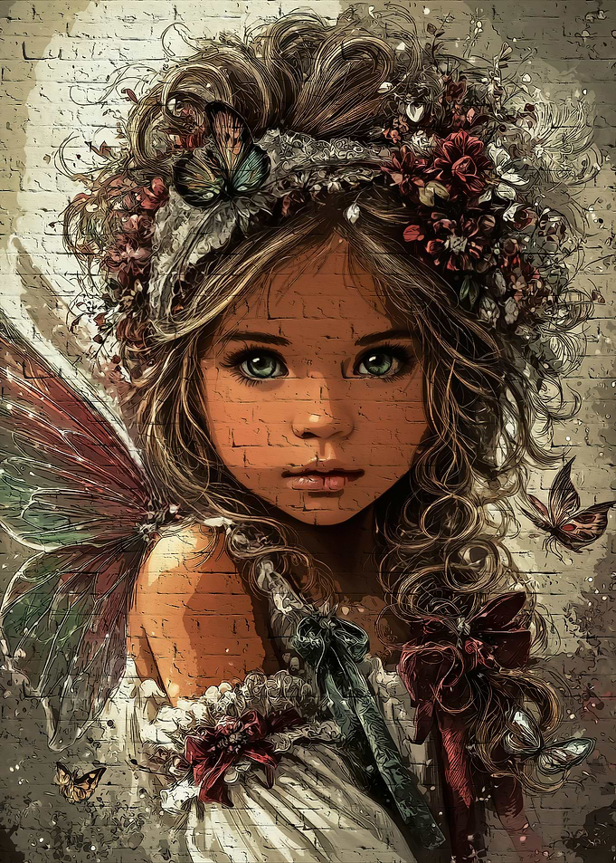 Whimsical Fairy Girl with Butterflies