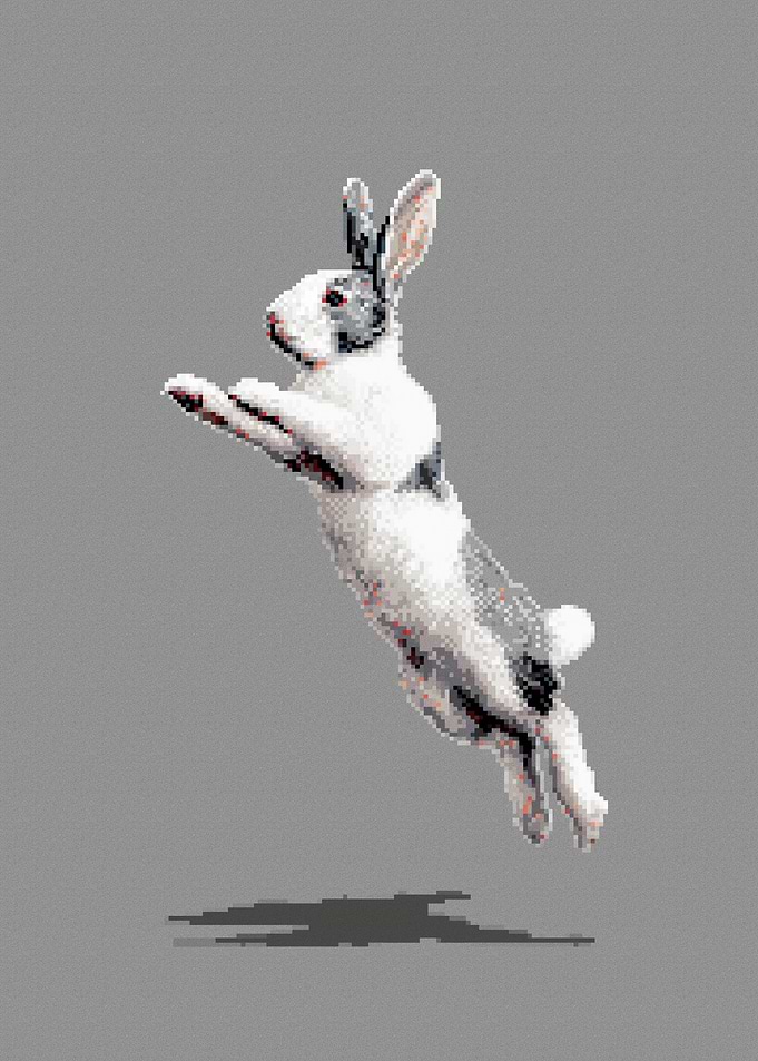Pixel Art Jumping Rabbit