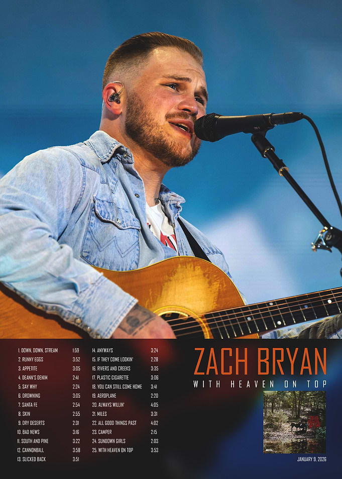 Zach Bryan With Heaven On Top Poster