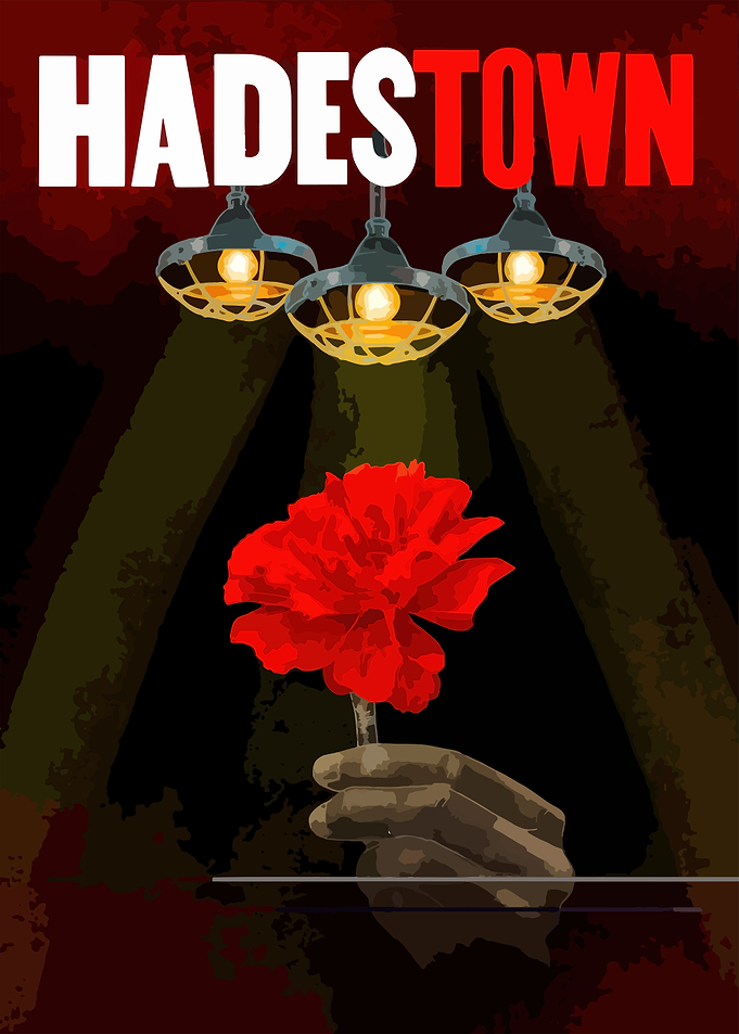 Hadestown Musical Poster with Red Flower