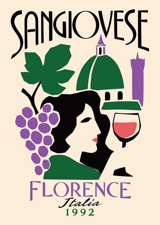 Vintage Sangiovese Florence Wine Poster