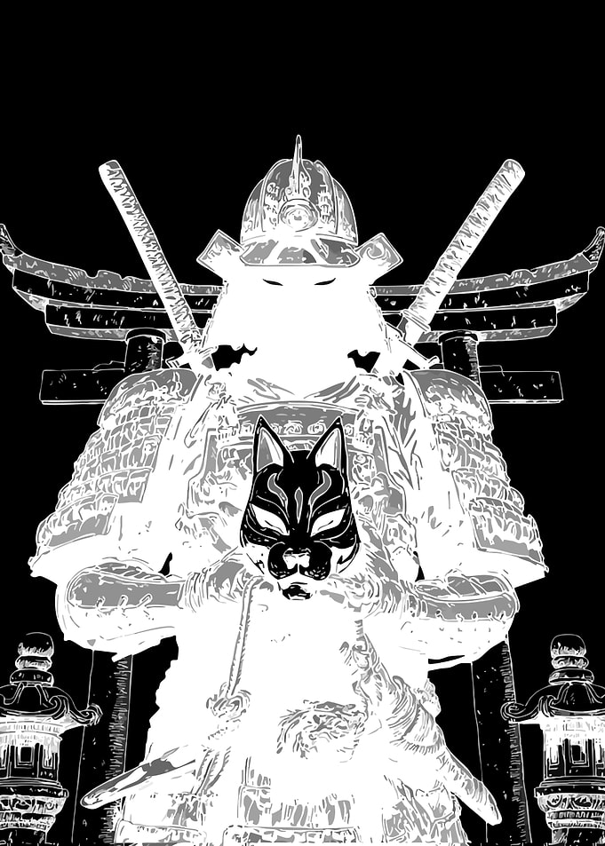 Samurai with Kitsune Mask