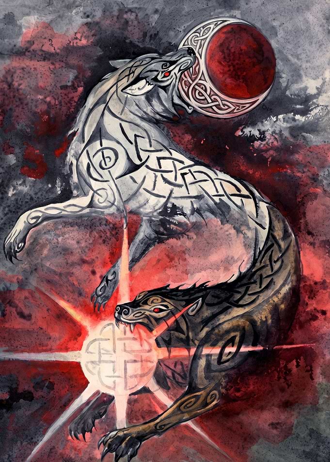 Skoll and Hati Norse Mythology Art