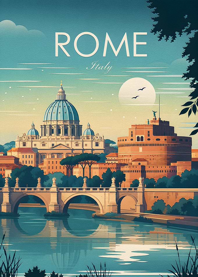 Vintage Travel Poster of Rome