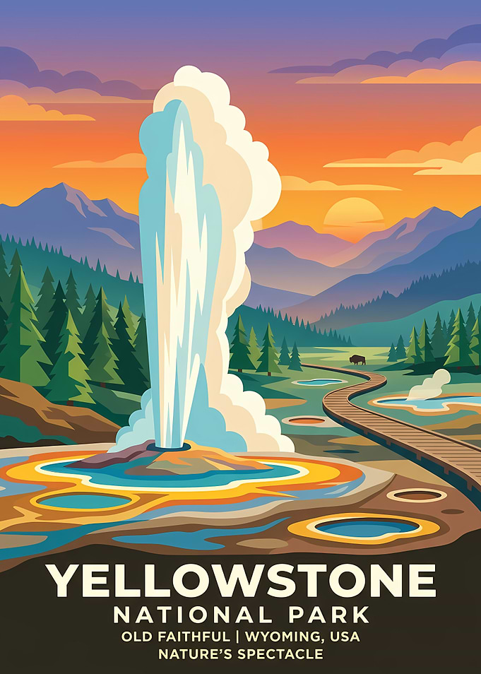 Yellowstone National Park Old Faithful Poster