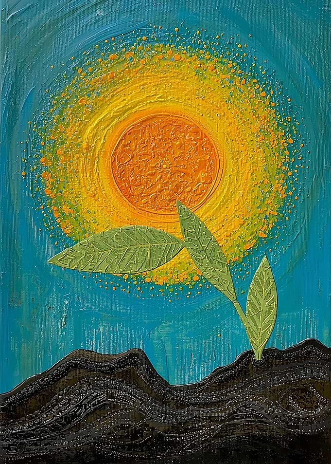 Textured Sprout Under Radiant Sun