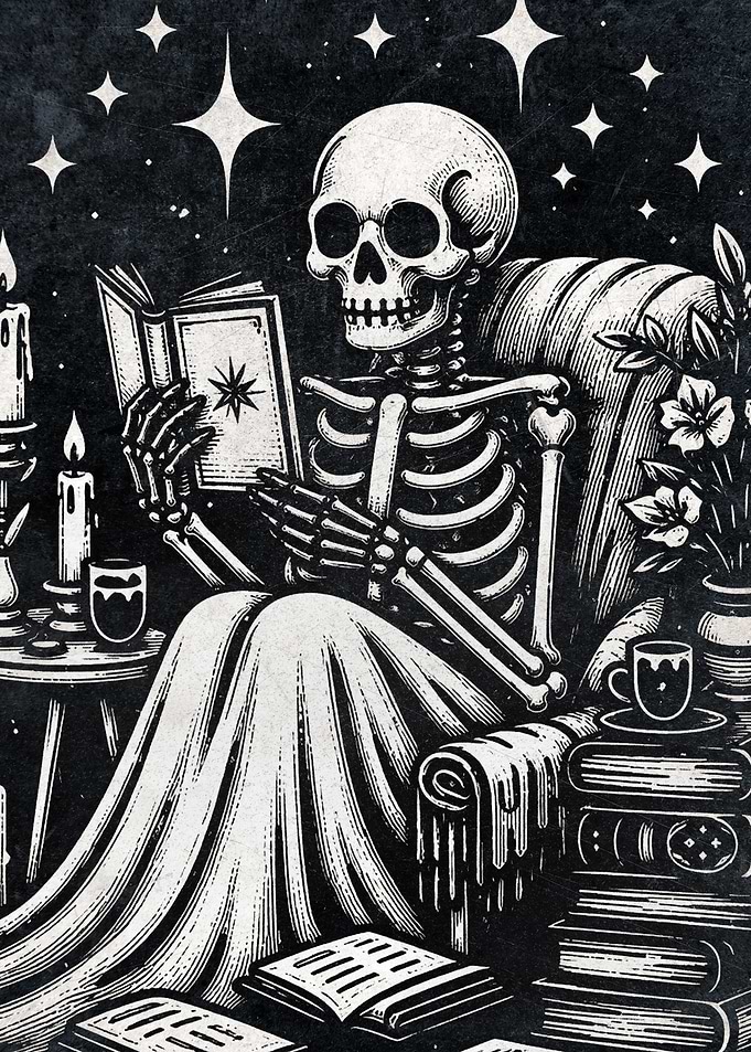 Skeleton Introvert Poster – Dark Humor Minimalist Wall Art