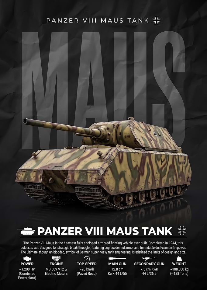 Panzer VIII Maus Tank Infographic Poster