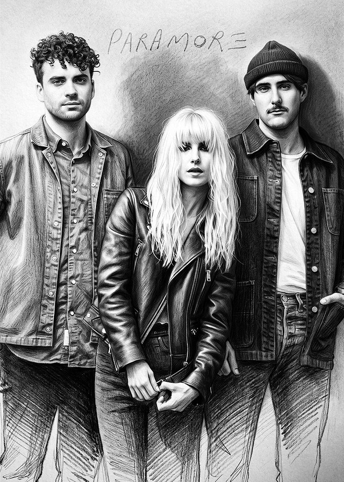 Paramore Band Pencil Sketch Portrait