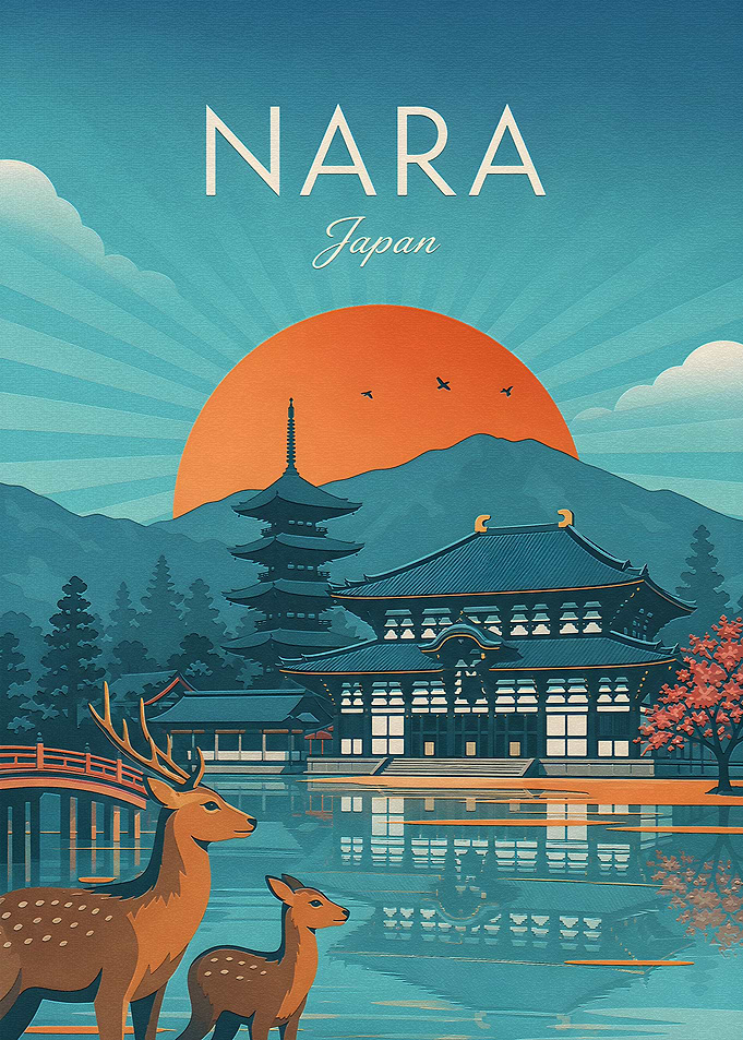 Nara Japan Travel Poster