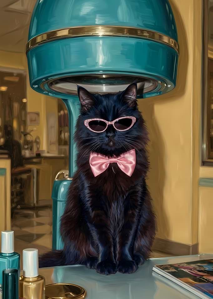 Stylish Black Cat at Salon