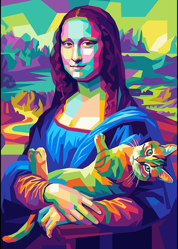 Pop Art Mona Lisa with Cat