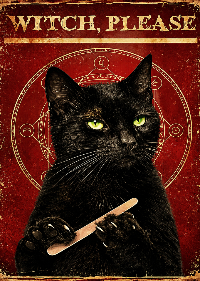 Witch Please Black Cat Poster