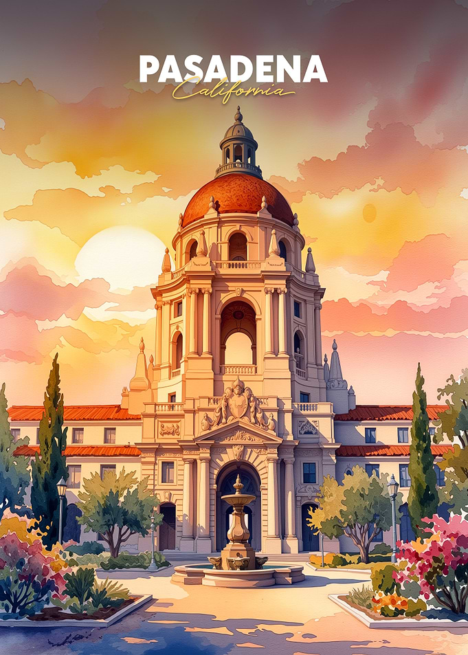 Pasadena City Hall Watercolor
