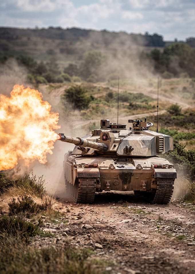 Challenger 2 Tank Firing Cannon