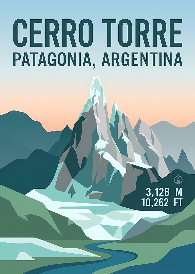 Cerro Torre Patagonia Travel Poster